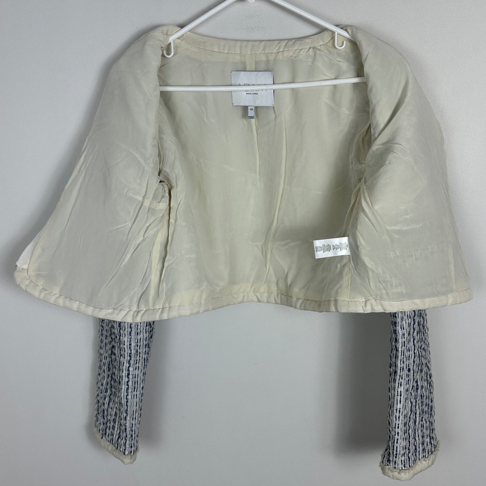 Adam Lippes Tweed Cropped Jacket Womens Size 10 Blue Silk Blend‎ $395 USD Coat - Picture 9 of 16